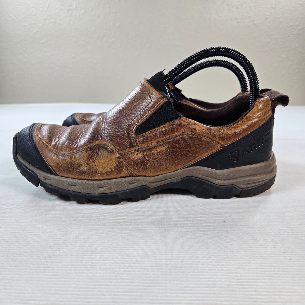 Ariat 4LR Brown Leather Moc‎ Toe Slip On Shoe Men's Size 7.5